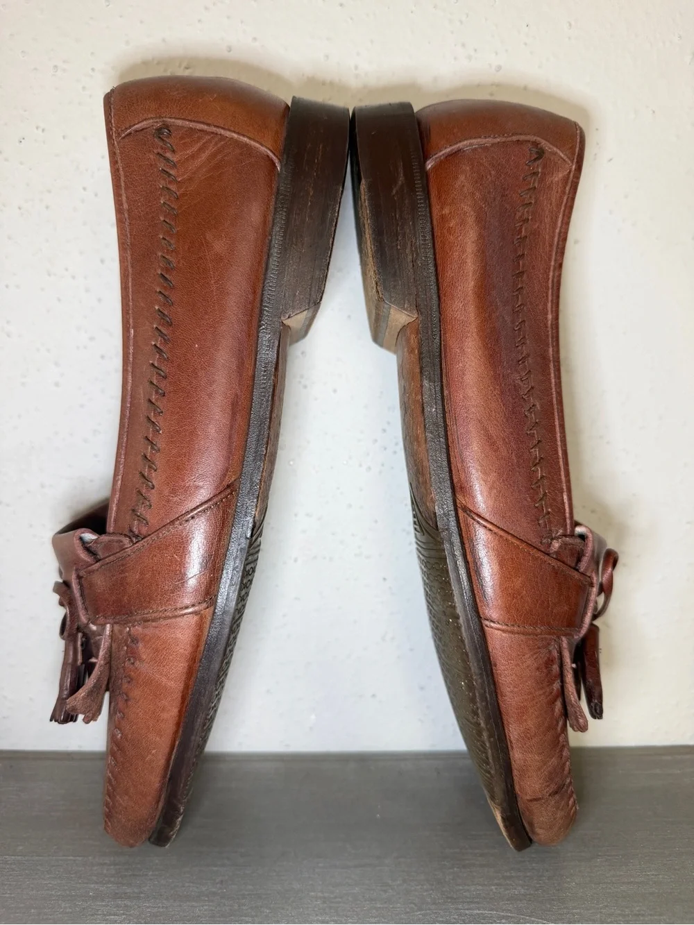 Vintage Johnston & Murphy Mens 8.5 Loafer Tasseled Slip On Leather Made USA